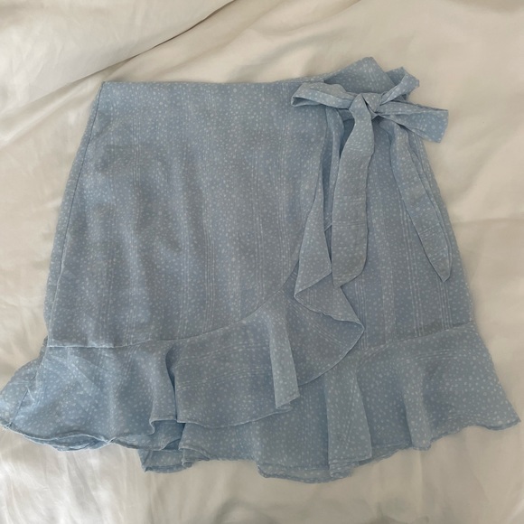 Princess Polly Blue and White Ruffle Wrap Skirt - Picture 2 of 6
